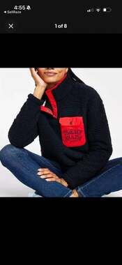 Tommy Jeans Hilfiger Logo Pocket 1/4 Snap Fleece Sherpa Pullover Sweater m